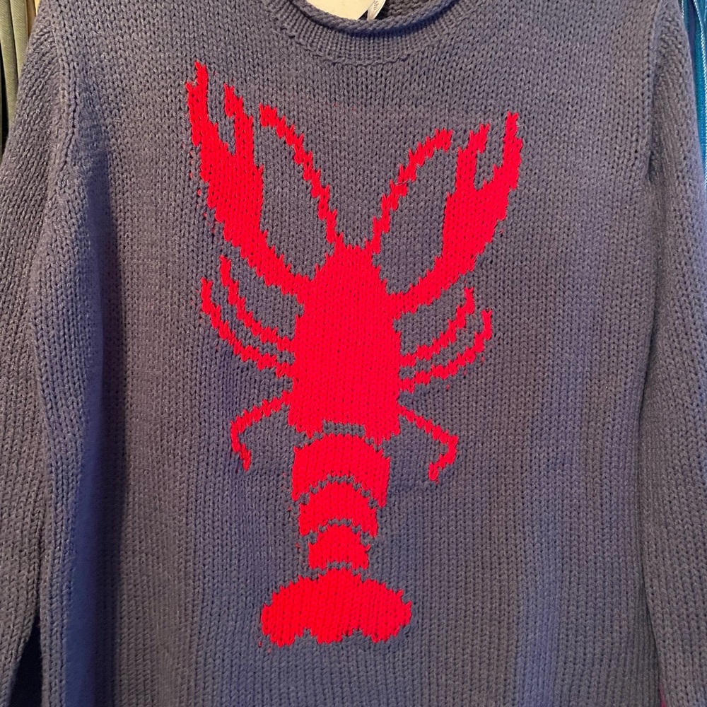 Women’s wish list brand new Navy Sweater with Red Lobster Graphic